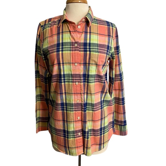 J Crew Factory plaid button front top medium NWT - Picture 1 of 4